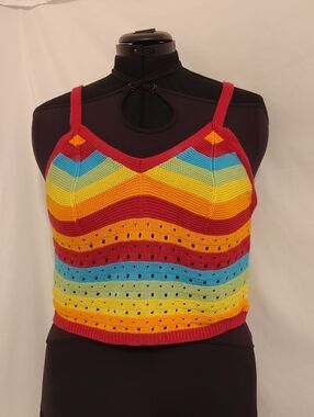 Rainbow Striped Knit Tank Top - Multicolor